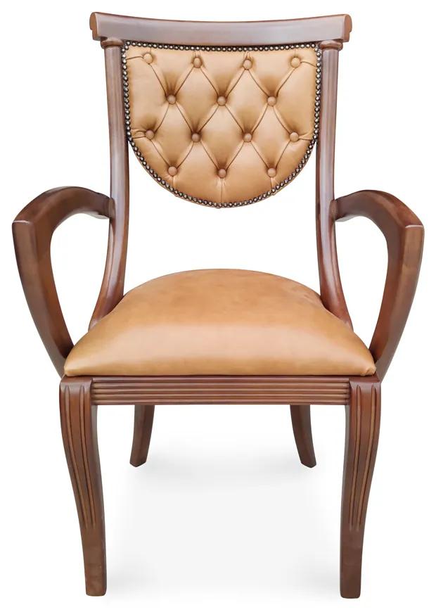 Cadeira com Braço Viena Estofada Madeira Maciça Design Italiano