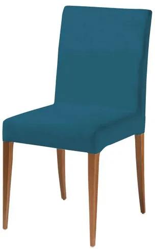 Cadeira Flox Assento cor Azul com Base Madeira Nogal - 46526 Sun House