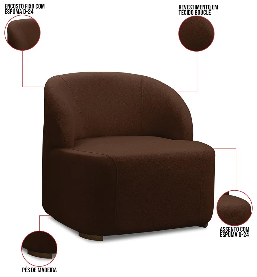 Poltrona Decorativa Orgânica kit 2 Diully Bouclê E03 - D'Rossi - Marrom