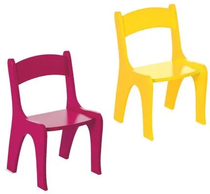 Kit 2 Cadeiras Infantis em MDF - Pintura em Laca  Rosa/Amarelo