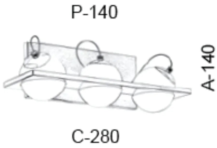 Arandela C/ Globo Apoio Horizontal 37X14X13Cm Metal E Vidro 3 X G9 Glo... (GRAFITE, FOSCO)