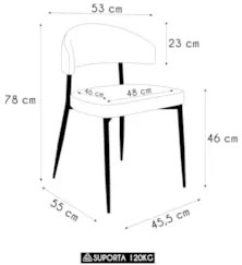 Cadeira de Jantar Estofada Kit 6 Chloe M25 Linho Lautrec Cinza - Mpoze