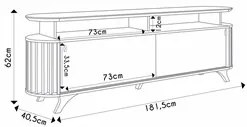 Rack para Sala Bancada de TV 70 Pol 182cm Alba Cinamomo/Off - HB Móvei