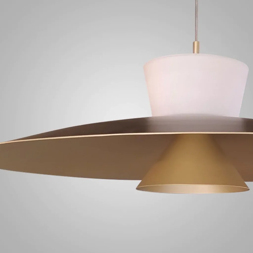 Pendente Rebatedor E Pontual Ø50X30Cm Disco Curvo Alumínio 01Xled 9W 2... (ROSE FOSCO, 110v)