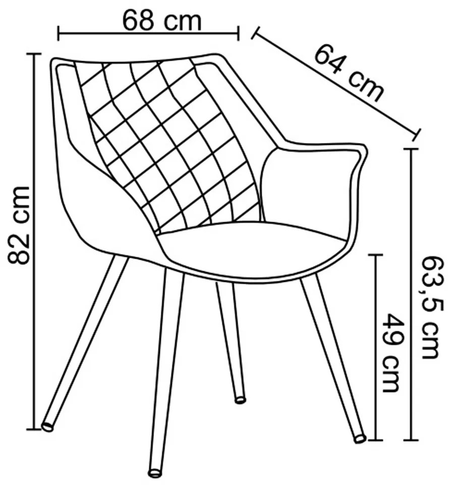 Cadeira Decorativa Sala e Escritório Mandalla PU Sintético Caramelo G56 - Gran Belo