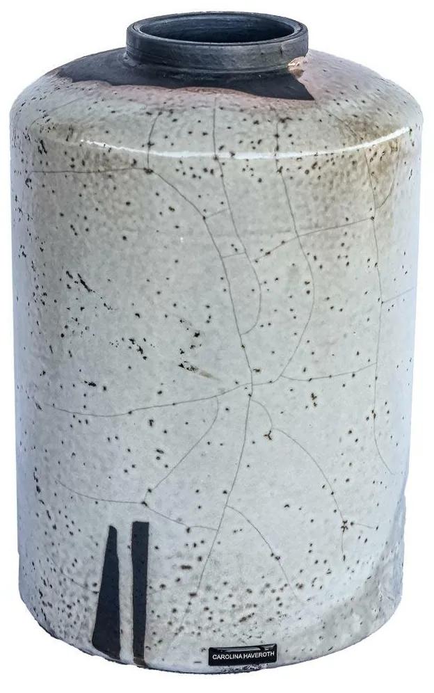 Vaso Reto decorativo de cerâmica 25x16x16 - Raku Alto Brilho  Kleiner Schein