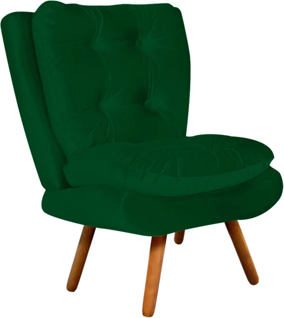 Poltrona Decorativa Tolucci Suede Verde com Pés Palito - D'Rossi