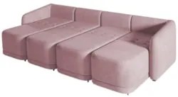 Sofá Cama Casal para Sala 436cm Polska Z08 Veludo Rosê - Mpozenato