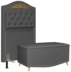 Cabeceira Cama Box Solteiro 90cm Com Calçadeira Baú Imperial J02 Velud