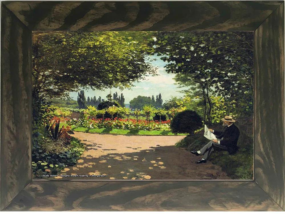 Quadro Decorativo A4 Adolphe Monet Reading in the Garden - Claude Monet Cosi Dimora