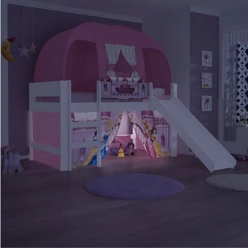 Cama Infantil Princesas Disney Play c/Escorregador,Dossel e Led - Pura Magia