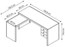 Mesa de Canto Para Escritório 3 Gavetas ME4106 Amêndoa - Tecno Mobili