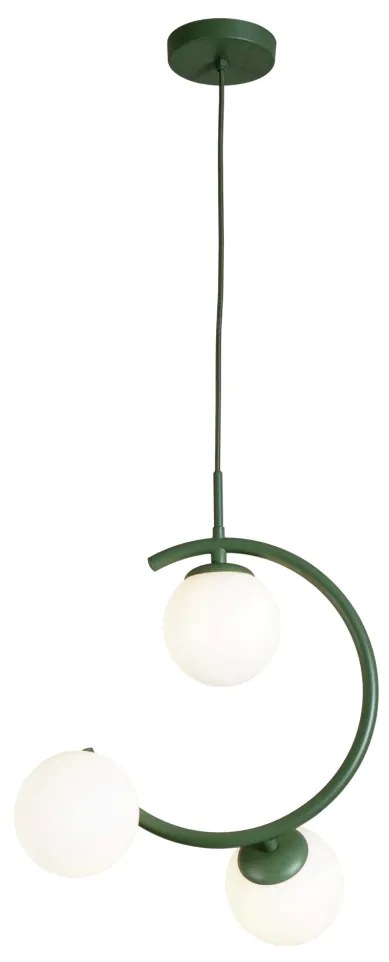 Pendente Astral 42,5X30X23Cm 3Xg9 Globo Ø12Cm - Usina 16941/3 (BT / CB-PV - Branco Texturizado / Cobre Brilho Polido Verniz, AMBAR)