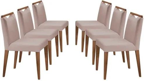 Kit 6 Cadeiras de Jantar Estofada Rosé em Veludo Edam