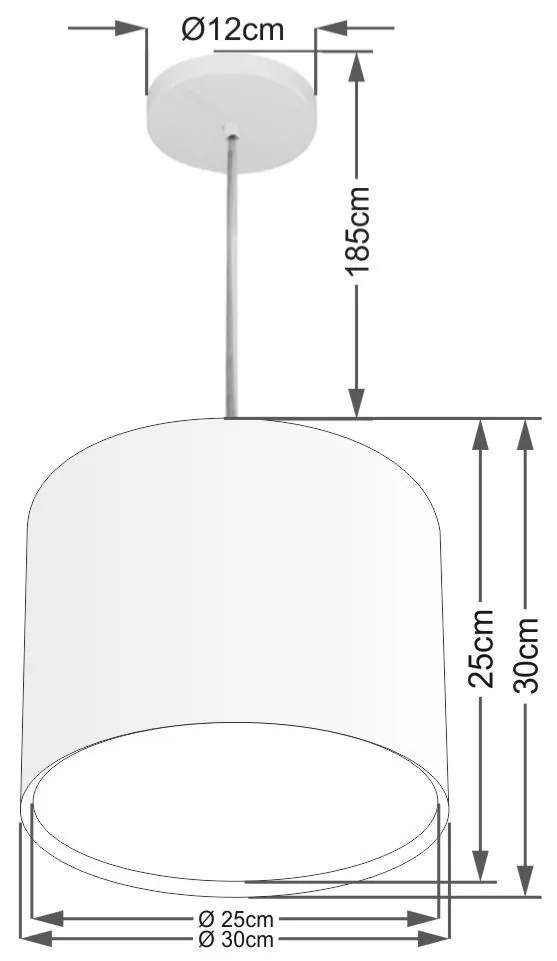 Lustre Pendente Cilíndrico Duplo Vivare Md-4284 Cúpula em Tecido 30x30cm - Bivolt