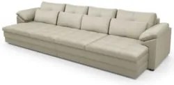 Sofá Retrátil 4 Lugares Para Sala 379cm Dijon Couro Creme S07 - Mpozen
