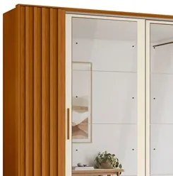 Guarda Roupa Casal 4 Portas 8 Espelhos Jacarandá Flex Cinamomo/Off Whi