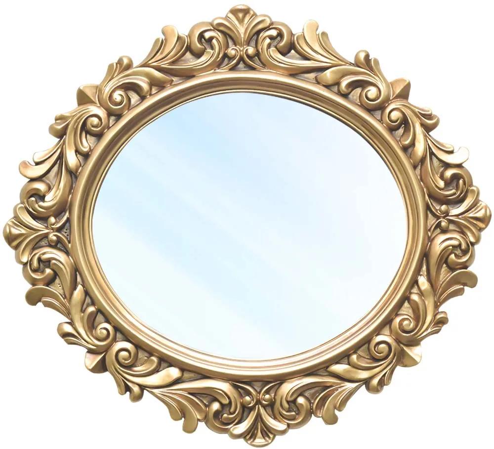 Espelho Veneza Entalhado Resina Dourada Design de Luxo