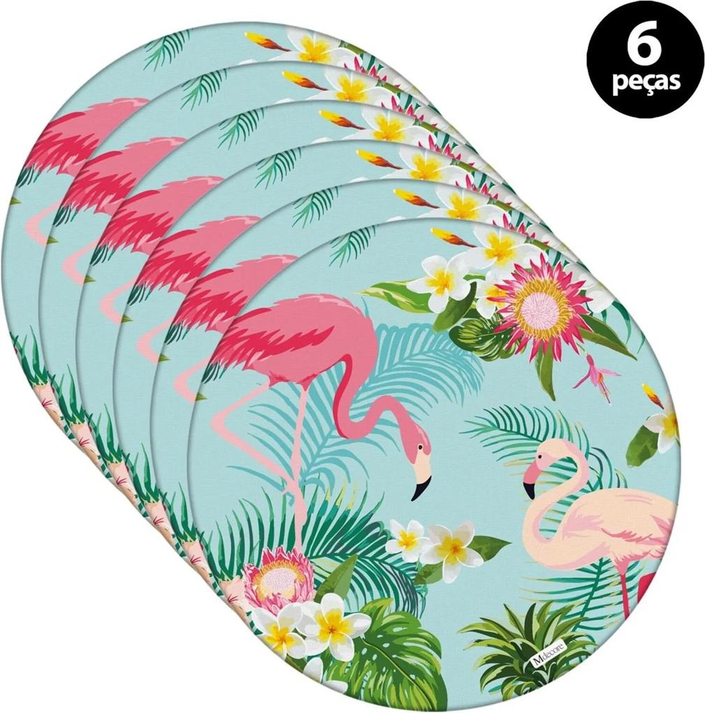 Capa para Sousplat Mdecore Flamingo  Azul 6pçs