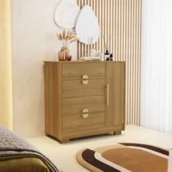 Cômoda Para Quarto 93cm Com 1 Porta Ilha Bela Nature - Vila Rica