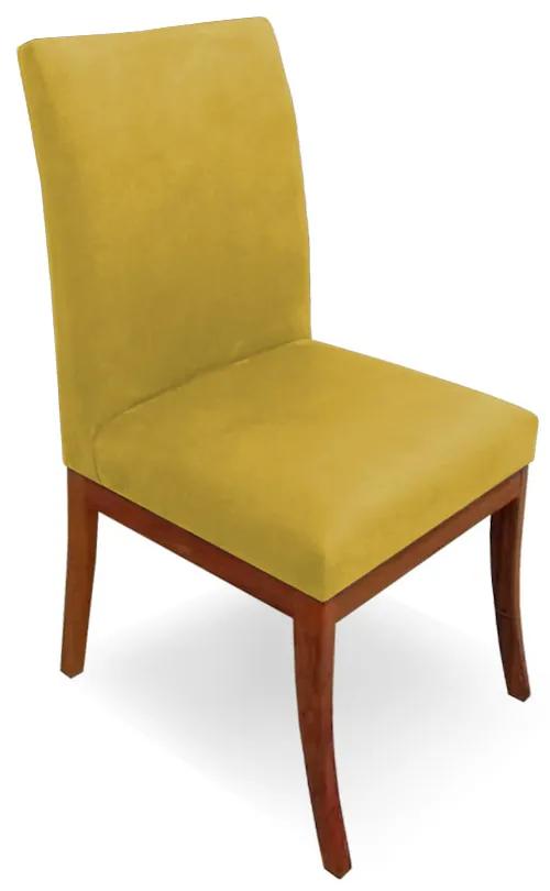 Cadeira Raquel para Sala de Jantar Base de Eucalipto Suede Amarelo