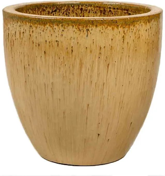 Vaso Vietnamita Cerâmica Importado Short EGG Areia D31cm x A28cm