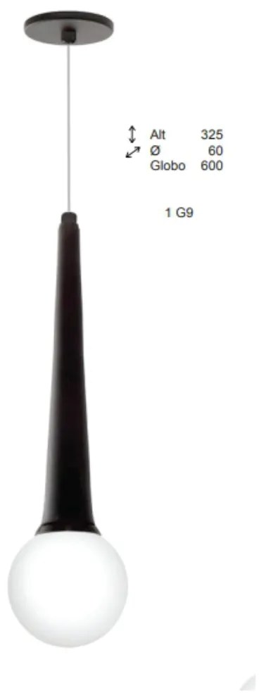 Pendente Bugle Ø6X32,5Cm C/ Globinho Ø6Cm 1Xg9 - Old Artisan Pd-5576 (GRAFITE / COBRE BRILHO, FOSCO (Branco))