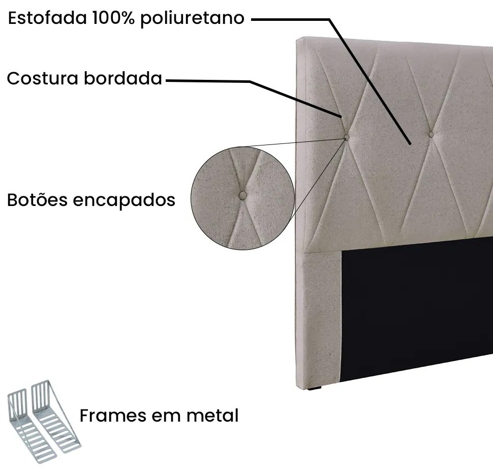 Cabeceira Cama Box Solteiro 90 cm Aquilla Linho S04 - D'Rossi - Areia