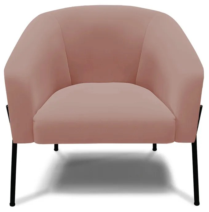 Poltrona Decorativa Pé de Ferro Preto Stella Suede Veludo D03 - D'Rossi - Rose