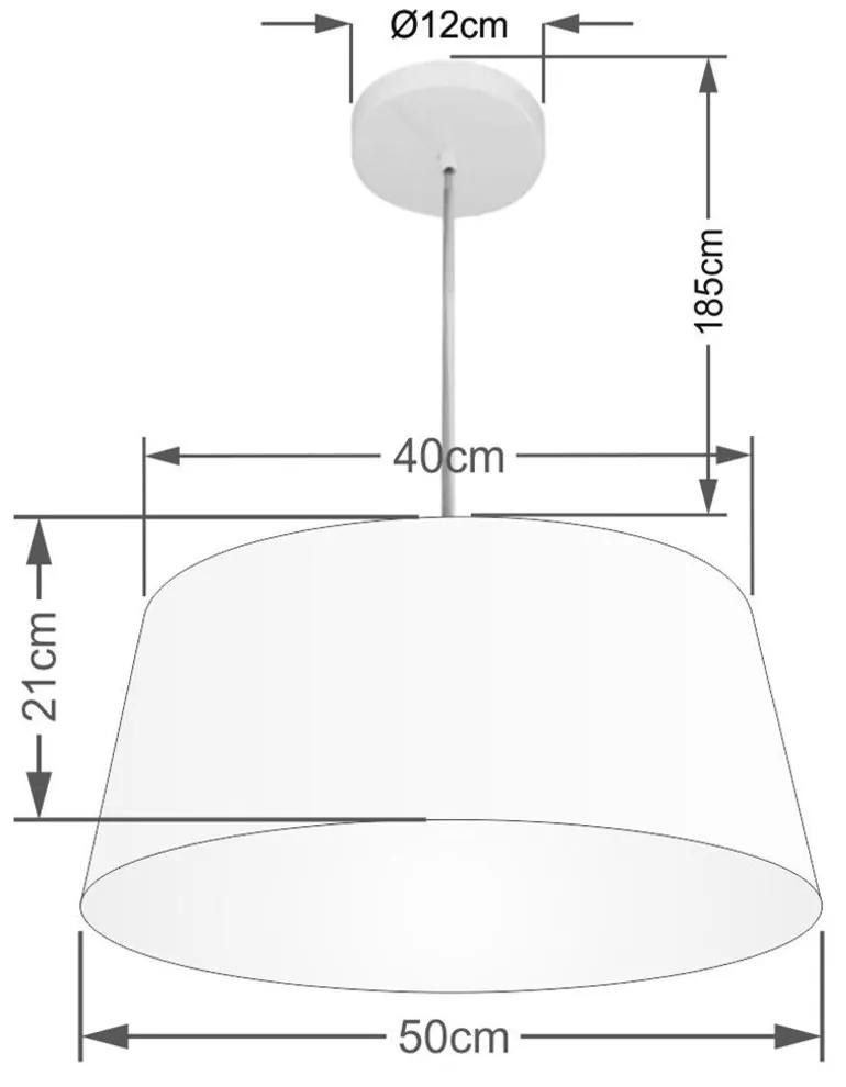 Lustre Pendente Cone Md-4050 Cúpula em Tecido 21/50x40cm Algodão Crú - Bivolt