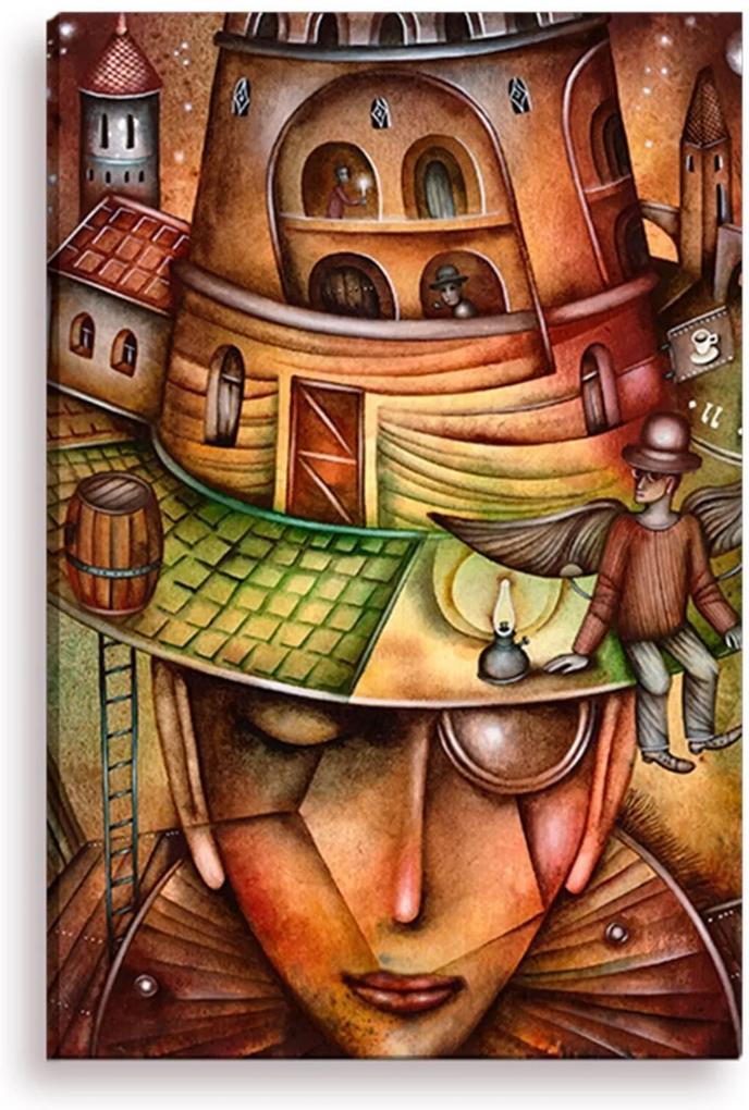 Tela Decorativa Estilo Pintura Circo Palhaço Steampunk - Tamanho: 90x60cm (A-L) Unico