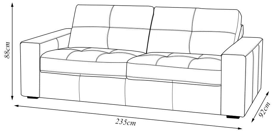 Sofá Decorativo Mendes 3 Lugares Sala de estar 235cm Pés em Madeira Couro Fendi G88 - Gran Belo