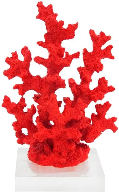 Escultura de Coral em Resina Vermelha e Base em Acrílico - 16x10x08cm