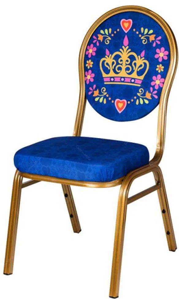 Cadeira Coroa Realeza Azul em Alumínio e Tecido - 92x48 cm