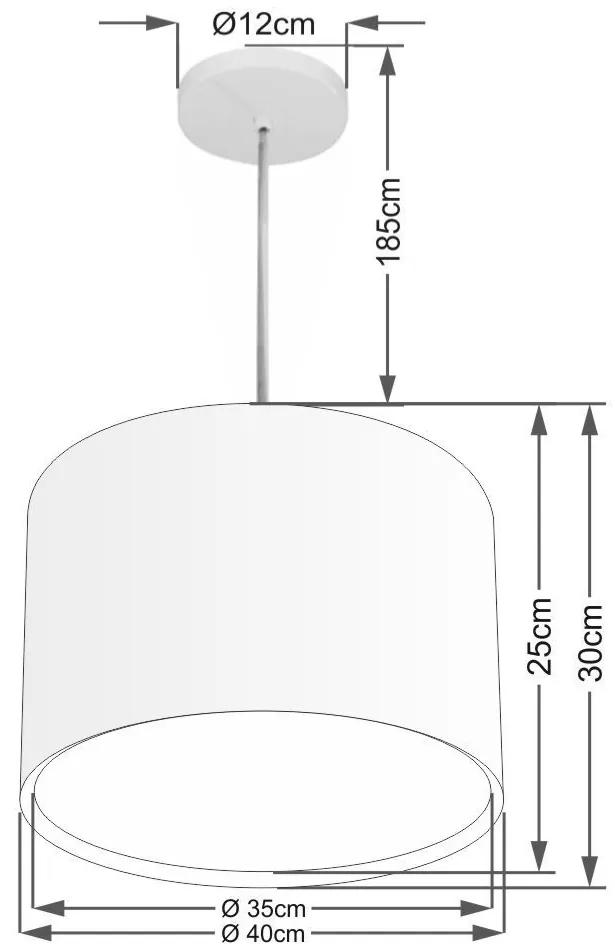 Lustre Pendente Cilíndrico Duplo Md-4286 Cúpula em Tecido 40x30cm Linho Bege - Bivolt