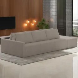 Sofá Ilha Modular com Puff para Sala Living 312cm Georgia Z08 Boucle B