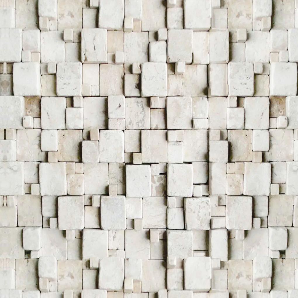Papel de parede adesivo pedra cubos irregulares brancos