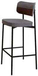 Banqueta Alta Bar Estofada Kit 3 Ella M25 Linho Cinza/Marrom - Mpozena