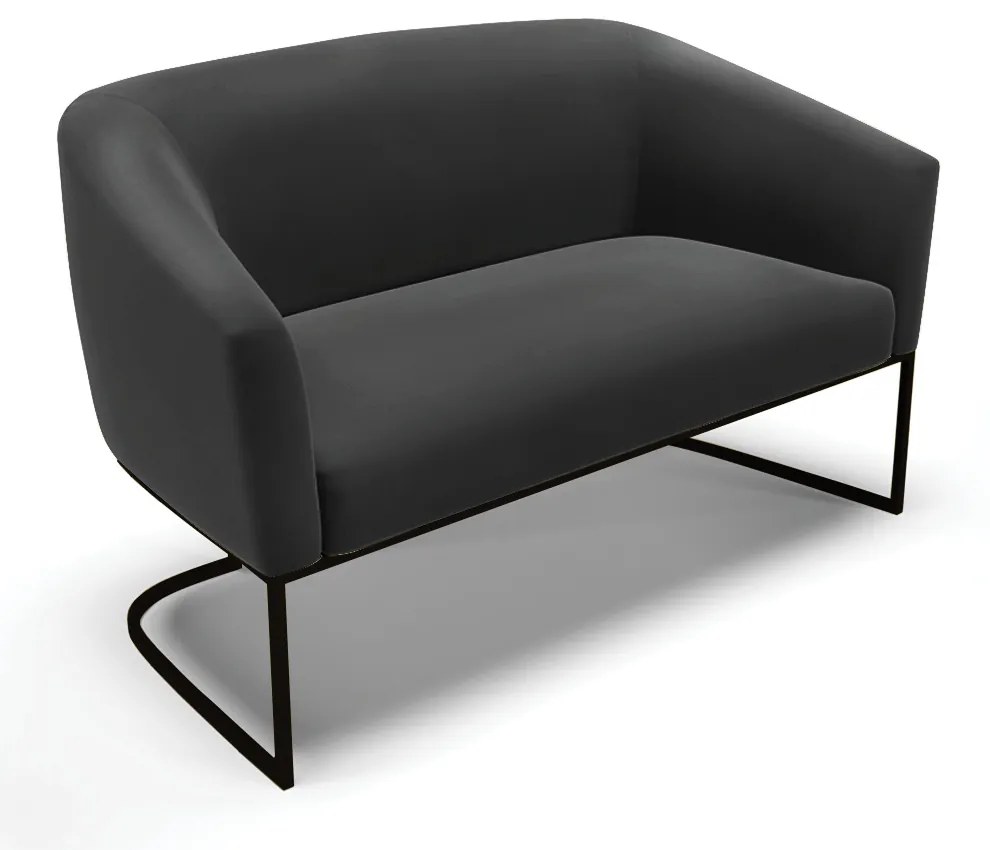 Sofá 2 Lugares Namoradeira Industrial Preto Stella Suede D03 - D'Rossi - Preto