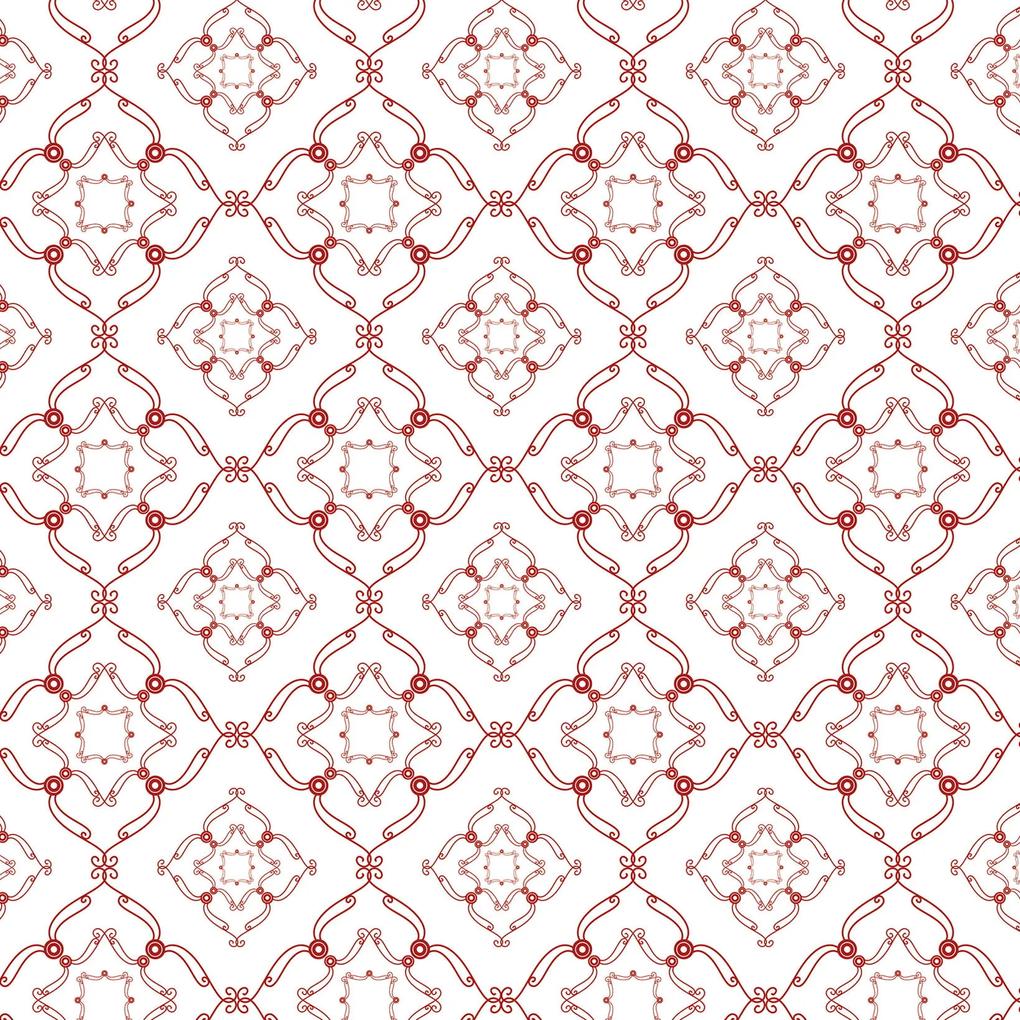 Papel de parede adesivo arabesco branco e vermelho