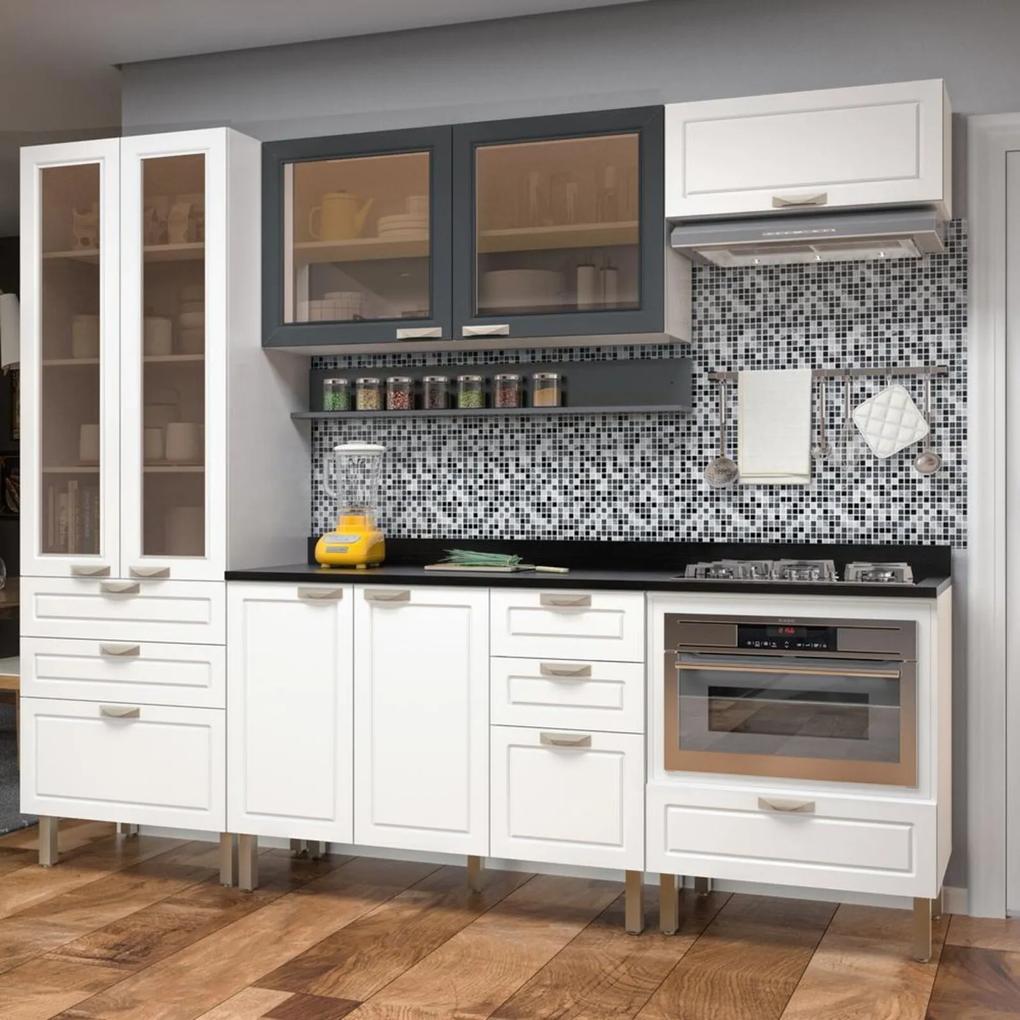 Cozinha Completa 8 peças Americana Multimóveis 5674MF Branco/Grafite