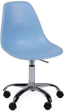 Cadeira Decorativa Cromada com Rodízios, Azul, Eames