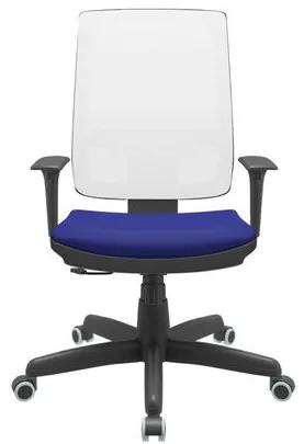 Cadeira Office Brizza Tela Branca Assento Aero Azul RelaxPlax Base Standard 120cm - 63887 Sun House