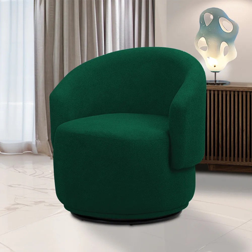 Poltrona Decorativa Orgânica Giratória Névoa Bouclê E03 - D'Rossi - Verde
