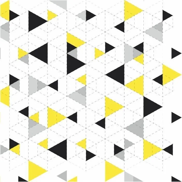 Papel De Parede Adesivo Triângulos Preto Amarelo E Cinza (0,58m x 2,50m)