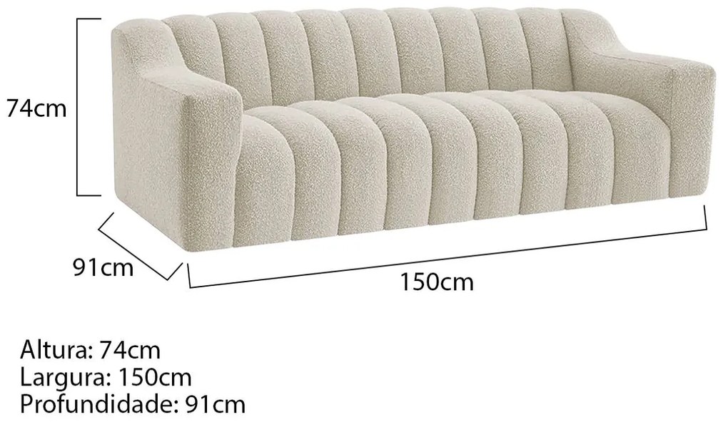 Kit 1 Sofá 150cm 2 Poltrona Luxo Recepção Sala Elegance Bouclé