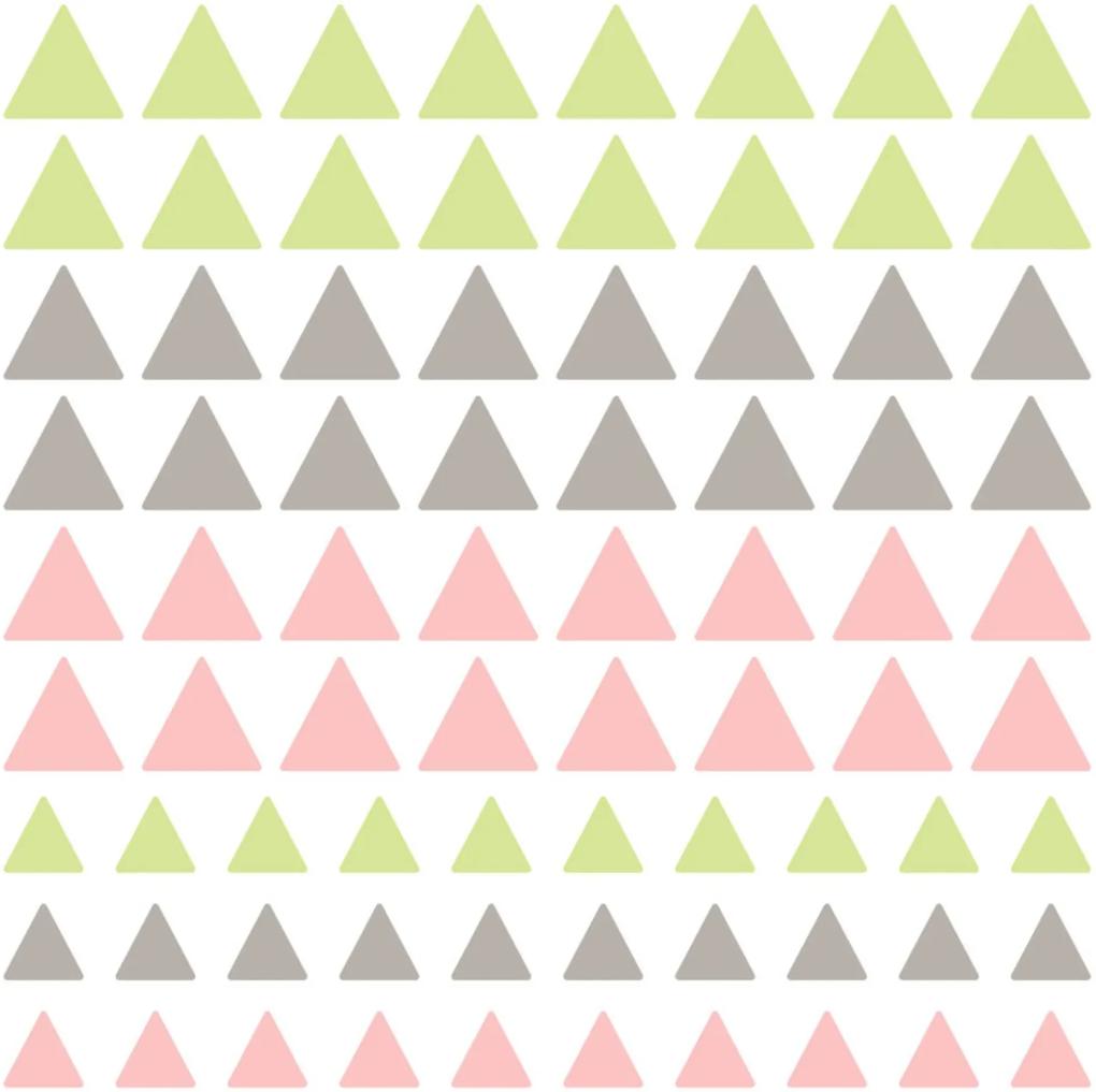 Adesivo de Parede Triangulos Verde, Cinza e Rosa 91un