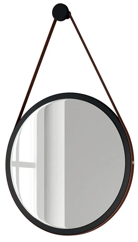 Espelho Oval Suspenso Decorativo com Alça 54cm  Preto  G26 - Gran Belo
