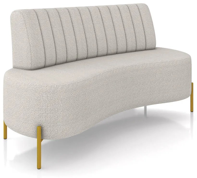 Sofá 2 Lugares Living 135cm Pé Ferro Dourado Maraú Bouclê K01 - D'Rossi - Cinza claro