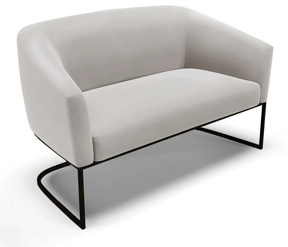 Namoradeira e 2 Poltronas Industrial Preto Stella Veludo Cinza D03 - D'Rossi
